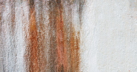 Light Calcium Corroded Wall. Rusty Chalk Surface. Rust metal background with streaks of rust. Copy Space. Place for text