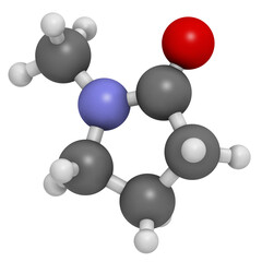 N-methyl-2-pyrrolidone (NMP) chemical solvent molecule.