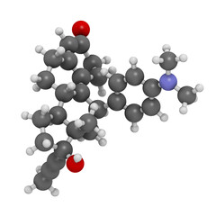 Mifepristone abortion inducing drug, chemical structure.