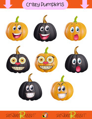 Crazy Pumpkin Emojis, Different, Cheerful, Disgusting, Scary, Sweet, Unique Halloween Pumpkins
