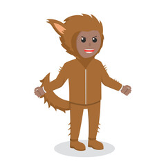 Man african With Werewolf Costume halloween design character on white background