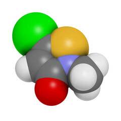 Methylchloroisothiazolinone preservative molecule, chemical structure.