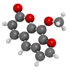 methoxsalen (psoralen) skin disease drug, chemical structure.