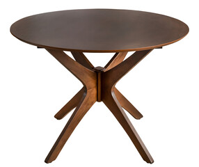 Round wooden dining table. View from different sides.  Interior element