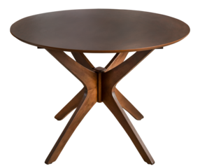Round wooden dining table. View from different sides.  Interior element