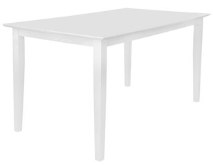 White wooden dining table. View from different sides.  Interior element