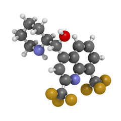 Mefloquine malaria drug, chemical structure.