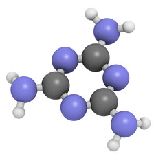 Melamine molecule, chemical structure. Used for milk and feedstock adulteration.