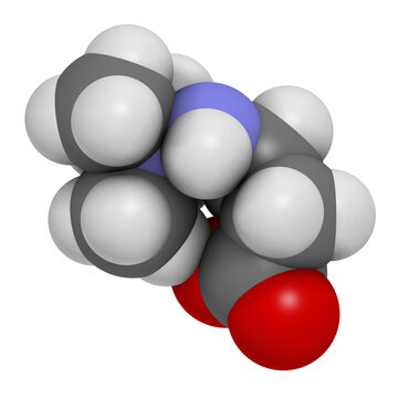 Meldonium anti-ischemic drug molecule. Used in treatment of angina and myocardial infarction. 3D rendering.