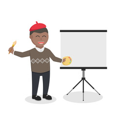 Painting Artist african With Canvas design character on white background