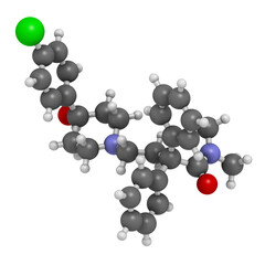 Loperamide diarrhea drug, chemical structure.