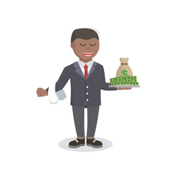 Platter african with Money design character on white background