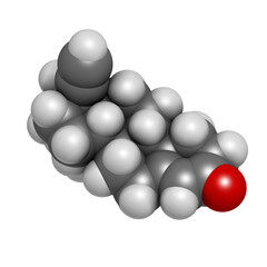Levonorgestrel contraceptive pill drug, chemical structure.