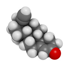 Levonorgestrel contraceptive pill drug, chemical structure.