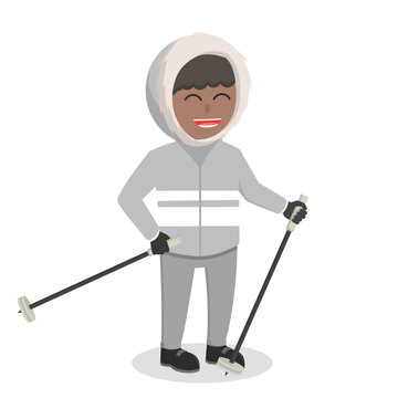 polar explorer african character design character on white background