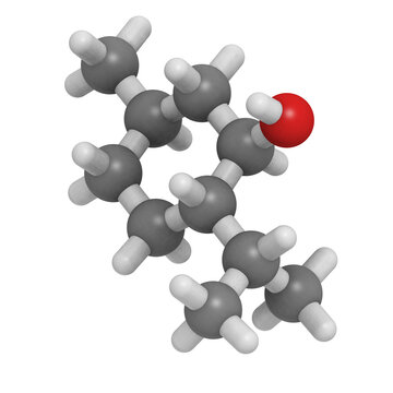 Levomenthol (menthol, mint scent) molecule, chemical structure