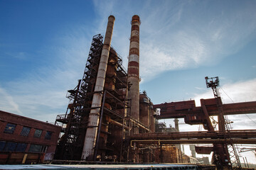 Fototapeta na wymiar Blast furnace equipment of the metallurgical plant