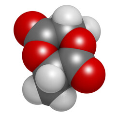 L-lactide PLA precursor molecule. Used in synthesis of polymeric polylactic acid (polylactide, polylactate) plastic.