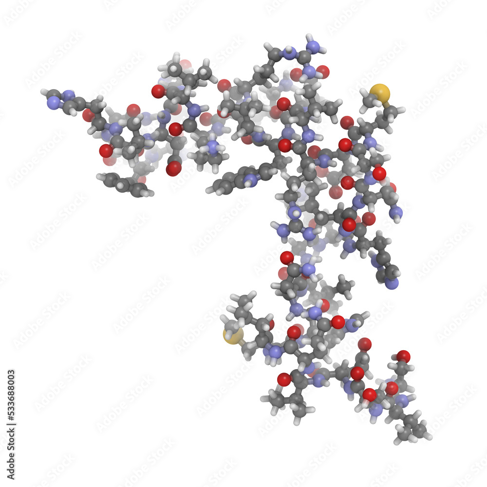 Wall mural Human parathyroid hormone (PTH, parathormone, parathyrin), chemical structure