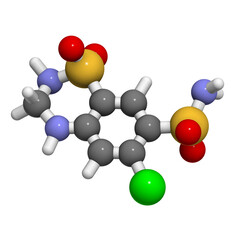 Hydrochlorothiazide diuretic drug, chemical structure.