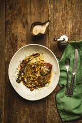 Slow roasted pork and burnt cabbage