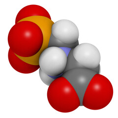 Glyphosphate herbicide molecule. Crops resistant to glyphosphate (genetically modified organisms, GMO) have been produced by genetic engineering.
