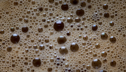 Close-up view the bubble on the beverage