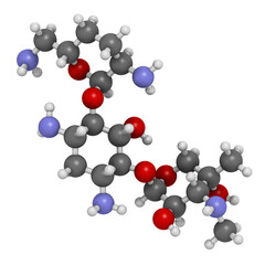 Gentamicin antibiotic drug (aminoglycoside class), chemical structure.