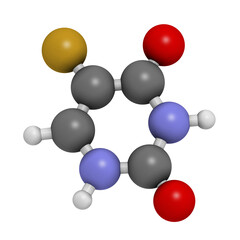 Fluorouracil (5-FU, FU) cancer chemotherapy drug, chemical structure.