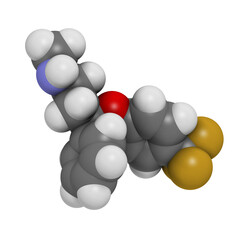 Fluoxetine antidepressant drug (SSRI class), chemical structure.