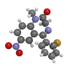 flunitrazepam benzodiazepine drug, molecular model