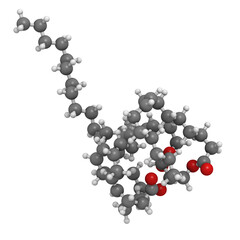 Fish oil triglyceride, molecular model