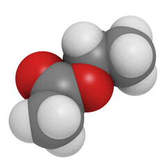 Ethyl acetate (EtOAc) molecule, chemical structure