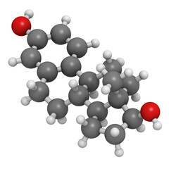 Estradiol female sex hormone, molecular model.