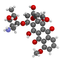 Epirubicin cancer chemotherapy drug, chemical structure.