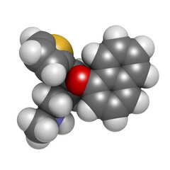 Duloxetine antidepressant drug (SNRI class), chemical structure.
