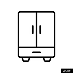 Wardrobe vector icon in line style design for website design, app, UI, isolated on white background. Editable stroke. Vector illustration.