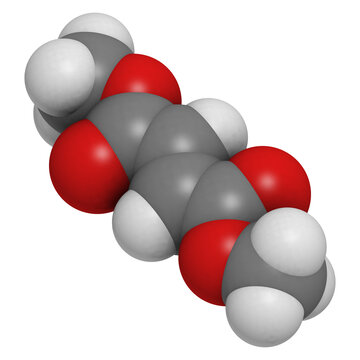 Dimethyl fumarate (DMF) multiple sclerosis and psoriasis drug, molecular model.
