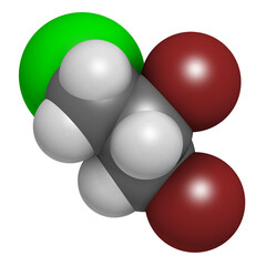Dibromochloropropane (DBCP) soil fumigant molecule. Nematicide used in agriculture.