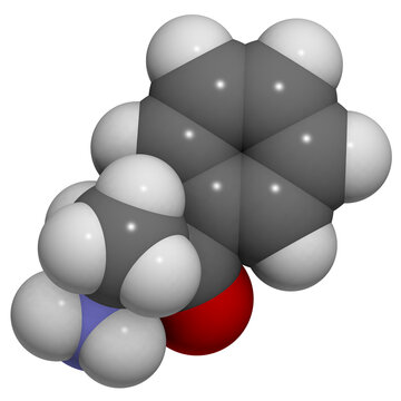 Cathinone khat stimulant molecule. Present in Catha edulis (khat).
