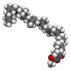 Coenzyme Q10 (ubiquinone, ubidecarenone, CoQ10) molecule, chemical structure. Plays an essential role in the production of cellular energy; has antioxidant properties.