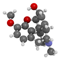 Codeine pain and cough relief drug, chemical structure.