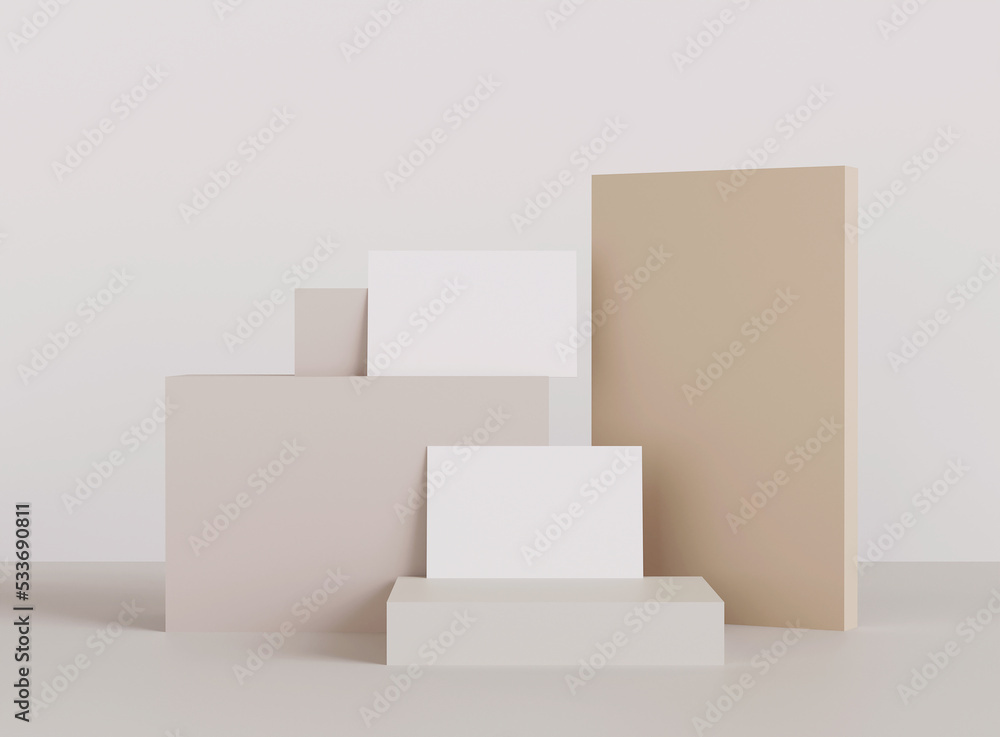 Poster 3d business card with geometric shape. mockup scene. template for branding identity. 3d rendering.