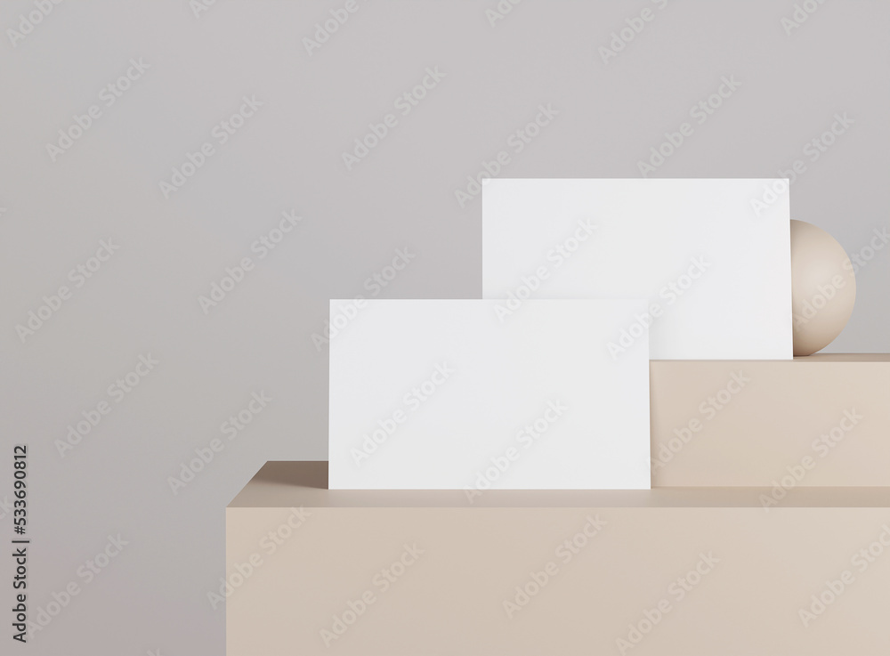 Poster 3d business card with geometric shape. mockup scene. template for branding identity. 3d rendering.