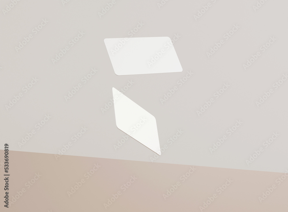 Poster 3d blank business cards with soft shadow. mockup scene. template for branding identity. 3d rendering