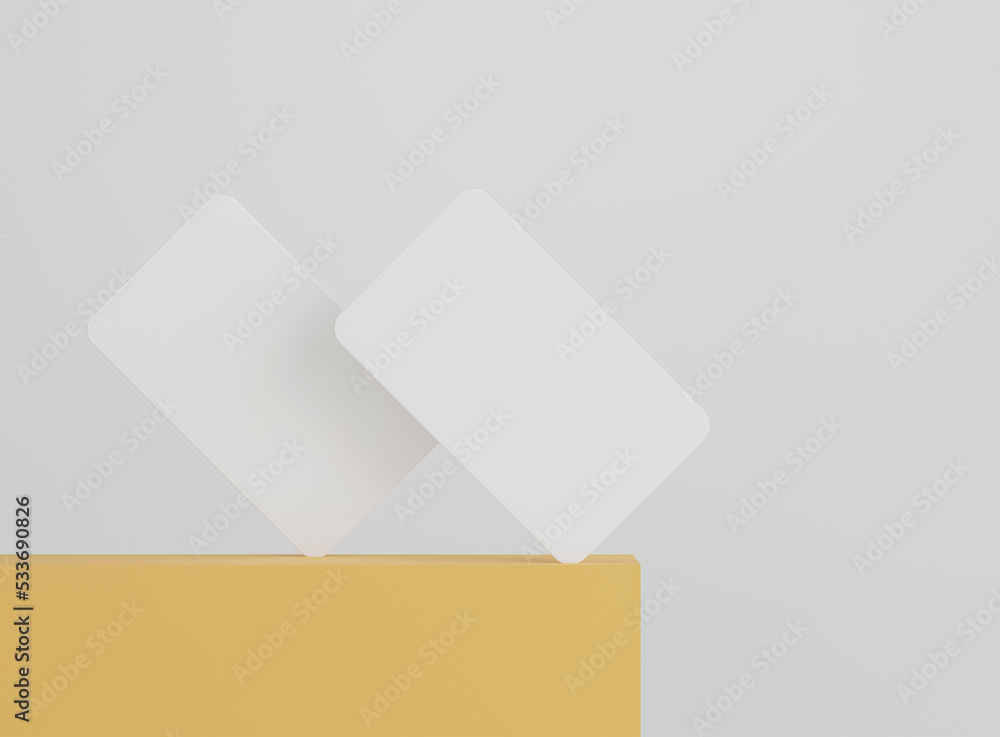 Poster 3d business card with geometric shape elements. mockup scene. template for branding identity. 3d ren
