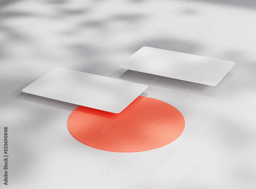 Poster 3d blank business cards with soft shadow. mockup scene. template for branding identity. 3d rendering