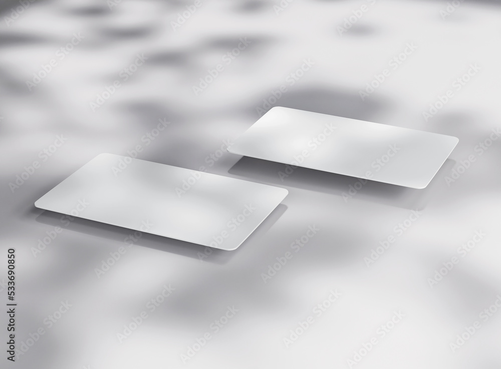 Poster 3d blank business cards with soft shadow. mockup scene. template for branding identity. 3d rendering
