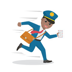 postman african running delivering letter design character on white background