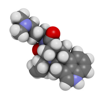 Cabergoline drug, chemical structure.